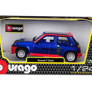 Renault 5 Turbo Metallic Blue with Red Accents 1/24 Diecast Model Car by Bburago