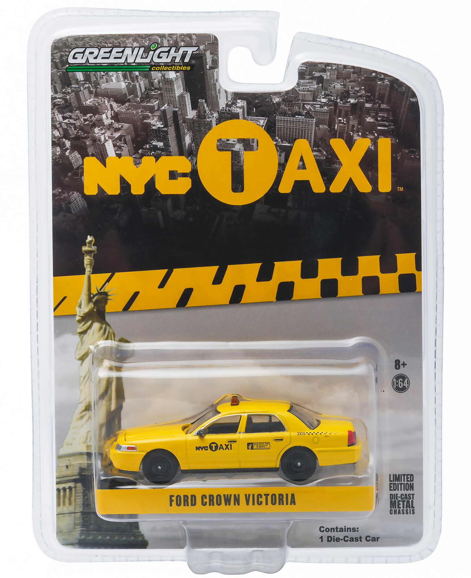 Ford Crown Victoria Yellow "NYC Taxi" (New York City) 1/64 Diecast Model Car by Greenlight