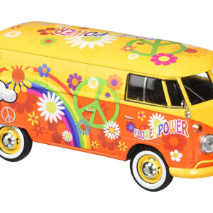 Volkswagen Type 2 (T1) Delivery Van Flower Power 1/24 Diecast Car Model by Motormax