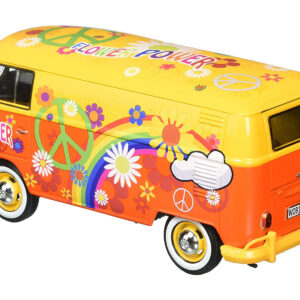 Volkswagen Type 2 (T1) Delivery Van Flower Power 1/24 Diecast Car Model by Motormax