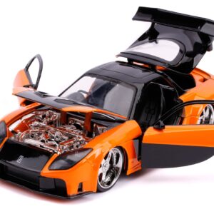Han's Mazda RX-7 RHD (Right Hand Drive) Orange and Black "Fast & Furious" Movie 1/24 Diecast Model Car by Jada
