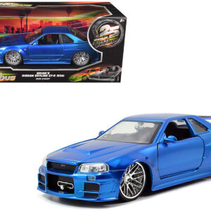 Brian’s Nissan GTR Skyline R34 RHD (Right Hand Drive) Blue 25th Anniversary “Fast & Furious” Movie 1/24 Diecast Model Car by Jada Brian’s Nissan GTR Skyline R34 RHD (Right Hand Drive) Blue 25th Anniversary “Fast & Furious” Movie 1/24 Diecast Model Car by Jada