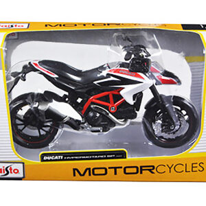 2013 Ducati Hypermotard SP White with Black and Red Stripes 1/12 Diecast Motorcycle Model by Maisto