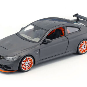 BMW M4 GTS Gray with Carbon Top and Orange Wheels 1/24 Diecast Model Car by Maisto