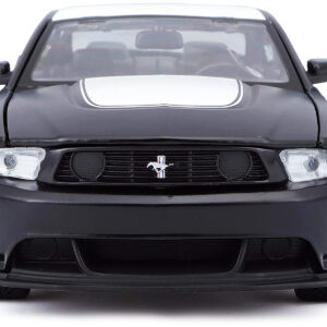 2012 Ford Mustang Boss 302 Matt Black and White 1/24 Diecast Model Car by Maisto