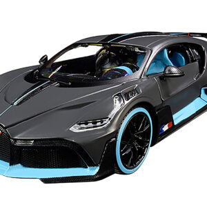 Bugatti Divo Satin Charcoal Gray with Carbon and Blue Accents "Special Edition" 1/24 Diecast Model Car by Maisto