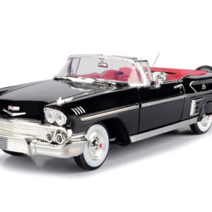 1958 Chevrolet Impala Convertible Black with Red Interior "Timeless Classics" 1/18 Diecast Model Car by Motormax