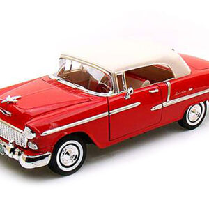 1955 Chevrolet Bel Air Convertible Soft Top Red 1/18 Diecast Car Model by Motormax