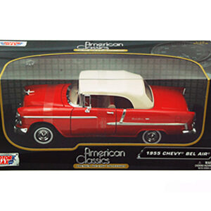 1955 Chevrolet Bel Air Convertible Soft Top Red 1/18 Diecast Car Model by Motormax