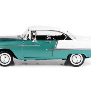 1955 Chevrolet Bel Air Hard Top Green Metallic and White 1/18 Diecast Model Car by Motormax
