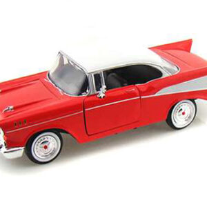 1957 Chevrolet Bel Air Red with White Top 1/24 Diecast Model Car by Motormax