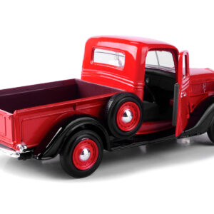 1937 Ford Pickup Truck Red and Black 1/24 Diecast Model Car by Motormax