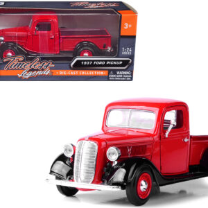 1937 Ford Pickup Truck Red and Black 1/24 Diecast Model Car by Motormax