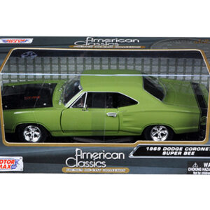 1969 Dodge Coronet Super Bee Green 1/24 Diecast Model Car by Motormax