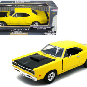 1969 Dodge Coronet Super Bee Yellow 1/24 Diecast Car Model by Motormax