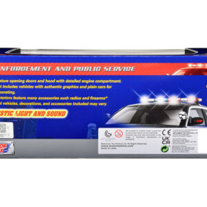 2015 Ford Police Interceptor Utility White with Flashing Light Bar and Front and Rear Lights and 2 Sounds 1/18 Diecast Model Car by Motormax