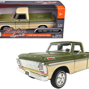 1969 Ford F-100 Pickup Truck Light Green and Cream 1/24 Diecast Model Car by Motormax
