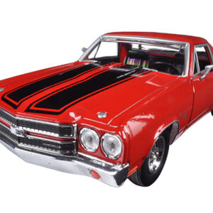 1970 Chevrolet El Camino SS 396 Red with Black Stripes 1/24 Diecast Model Car by Motormax