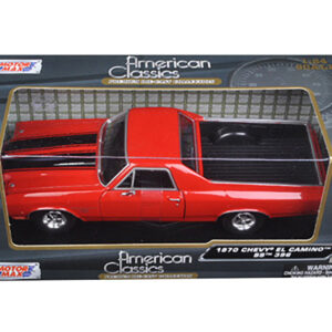 1970 Chevrolet El Camino SS 396 Red with Black Stripes 1/24 Diecast Model Car by Motormax