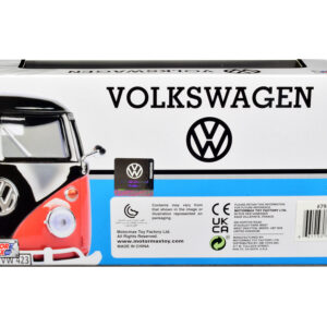 Volkswagen Type 2 (T1) Fire Van "Feuerwehr" Red 1/24 Diecast Model Car by Motormax
