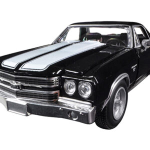 1970 Chevrolet El Camino SS Black with White Stripes "Muscle Car Collection" 1/25 Diecast Model Car by New Ray
