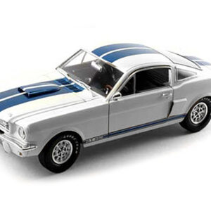 1966 Ford Mustang Shelby GT350 White with Blue Stripes 1/18 Diecast Model Car by Shelby Collectibles