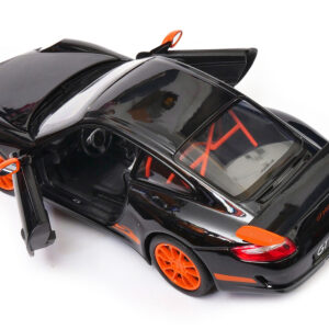 Porsche 911 (997) GT3 RS Black with Orange Accents 1/24-1/27 Diecast Model Car by Welly